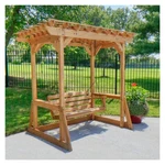 Backyard Discovery Callahan 8X5 Cedar Pergola Swing Bench Outdoor. Fixed Price $670.36.
