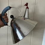 Alessi 9093 Michael Graves Kettle With Bird Whistle, Blue Handle. Fixed Price $210.00.