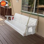 5 Ft Wooden Porch Swing Bench Outdoor Patio Garden Hanging White 2 Person Seat. Fixed Price $189.89.