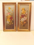 Vintage Textured Floral Oil Painting Set Of 2 Original Gold Frame 14.75 7INS. Fixed Price $59.16.
