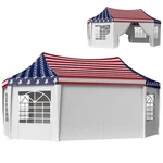Outsunny 22.3 X 16.4FT Party Wedding Tent, American Flag, With Windows. Fixed Price $304.00.