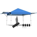 Patiojoy Pop Up Gazebo Tent 17'X10' Adjust Dual Half Awnings Folding Blue. Fixed Price $179.99.