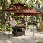 Grill Gazebo Side Awning & Led Lights,double-tier Bbq Canopy Shelves Hooks. Fixed Price $128.70.
