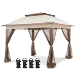 11X11 Pop Up Gazebo With Mesh Netting, Instant Outdoor Canopy Tent, Water Res.... Fixed Price $238.64.