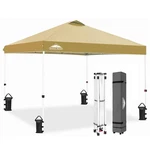 Pop Up Canopy Tent 10X10 Ft Wheeled Carry Beige Eagle Peak Stakes Ropes Bags. Fixed Price $209.99.