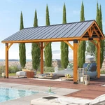 14 X 12FT Outdoor Gazebo Hardtop Wooden Frame Permanent Pergola For Garden. Fixed Price $999.99.