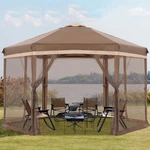Cooshade Pop Up Canopy 10X12FT Mesh Walls 6 Sides Khaki Brown. Fixed Price $310.89.