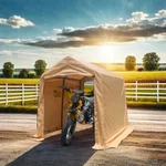 7X8FT Heavy Duty Outdoor Storage Shed Carport Canopy Garage Motorcycle Bike Sand. Fixed Price $248.31.