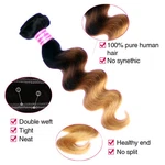 Brazilian Virgin Body Wave Wavy Sew Bundle Ombre 1B/4/27 Black/brown/blonde. Fixed Price $44.06.