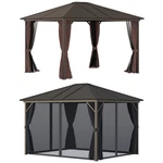 Outsunny 10' X12' Patio Gazebo Deluxe Canopy Hard Top W/ Double Netting. Fixed Price $459.99.