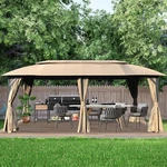 Domi Outdoor 10X20FT Double Fabric Roof Gazebo W/curtain&nets For Backyard,lawn. Fixed Price $499.99.
