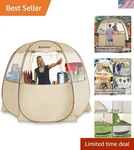 Versatile 10X10 Beige Pop Up Canopy - Portable Vendor Booth For Outdoor Events. Fixed Price $449.99.