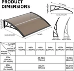 Window Awning Canopy For Doorways Patio Balcony Shade Polycarbonate Sheet. Fixed Price $62.99.