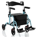 Costway Folding Rollator Walker W/seat & 8" Wheels Supports 300 Lbs Navy. Fixed Price $129.99.