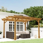 Outsunny 10 X 12 Ft Outdoor Pergola, Wood Gazebo W/ Arched Roof, Dark Brown. Fixed Price $589.99.
