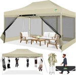 Cobizi 10X15 Heavy Duty Pop Up Canopy With 4 Sidewalls, Tent Mosquit. Fixed Price $222.63.