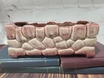 Vtg Mid Century Mc Coy Pottery Rectangle Pink Stones Rocks Wall Trough Planter. Fixed Price $19.00.