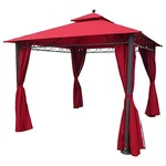 International Caravan Square Double Vented Gazebo With Drapes Ruby. Fixed Price $437.44.