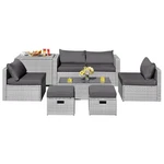 Costway 8PCS Patio Rattan Furniture Set Storage Waterproof Cover Grey Cushion. Fixed Price $539.99.