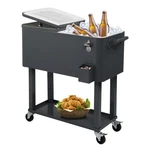 Rolling 80-QUART Outdoor Cooler Cart With Lid Portable Bbq W/ Bottle Opener. Fixed Price $124.99.