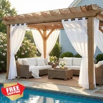 Nicetown 84" White Outdoor Sheer Curtain Panels 2PK, Waterproof Grommets. Fixed Price $20.00.