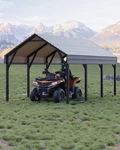 Garveelife 12X13 Ft Metal Carport Shed - Steel Roof Gray. Fixed Price $557.99.
