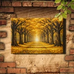 Tree Lined Avenue Autumn Canvas Print Golden Yellow Leaf Canopy. Fixed Price $11.97.