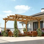 Curved Roof Fir Wood Pergola Kit, Outdoor Backyard Garden Patio Pavilion. Fixed Price $864.39.