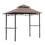 8' X 5' Grill With Double Roof Bbq Gazebo, Coffee. Fixed Price $139.99.
