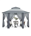 13'X13' Hexagonal Gazebo Canopy Outdoor With Mesh Netting And Strong Steel Frame. Fixed Price $142.39.
