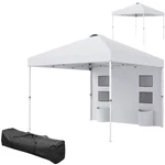 Outsunny 10' X Pop Canopy Tent With Sidewall UPF50+ White. Fixed Price $106.40.