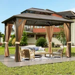 10'X12' Hardtop Gazebo, Outdoor Polycarbonate Double Roof Canopy, Aluminum Frame. Fixed Price $1079.99.