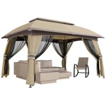 Outsunny 10' X 13' Patio Gazebo With Netting And Curtains Beige. Fixed Price $299.99.