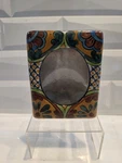 Hand Painted Mexican Talavera Pottery Floral Terra Cotta Picture Frame 4.5". Fixed Price $14.99.
