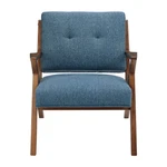 Blue Solid Wood Frame Lounge Chair, Tufted Backrest And Seat Cushion. Fixed Price $512.09.