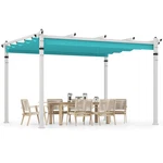 Patio Garden Backyard Deck Porch Metal Shelter W/ Retractable Canopy Anchors. Fixed Price $289.99.
