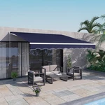 Outsunny 12' X 10' Electric Retractable Awning W/ Remote Controller, Dark Blue. Fixed Price $299.99.