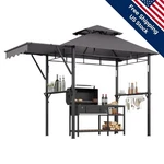 Bbq Tent 8X5 Grill Gazebo, Outdoor Canopy With Shelves, Hooks & 4 Led Lights. Fixed Price $125.99.