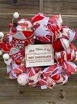 Christmas Wreath Hot Cocoa Holiday Door Decor Red And White Mrs. Claus. Fixed Price $49.00.
