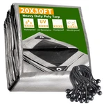 Apluschoice 20X30FT 10MIL Plastic Tarp Waterproof Heavy Duty 25P 9" Bungee Cords. Fixed Price $143.90.