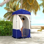 Outsunny Camping Shower Tent With Solar And Carrying Bag, Blue. Fixed Price $65.42.