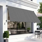 120" X 96" Manual Retractable Patio Awning - Grey Outdoor Sunshade. Fixed Price $179.99.