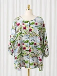 New Cynthia Rowley Luxe 100% Linen Button Up Top Womens 3X Tropical Floral. Fixed Price $33.03.