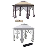 Outsunny Double Roof Hexagon Patio Gazebo Outdoor Instant Shelter With Netting. Fixed Price $169.98.