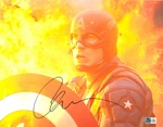 Chris Evans Signed Autograph Captain America 11X14 Photo Bas Beckett. Fixed Price $1080.00.