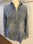 J. Crew Trademark Denim Button Down Top Size 6. Fixed Price $25.00.