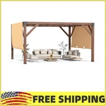 12X14 Ft Outdoor Cedar Wooden Pergola Gazebo W/arched Roof & Stakes Patio,garden. Fixed Price $656.18.