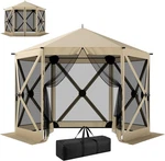 Outsunny 10X11 Ft Pop Up Gazebo Beige Instant Camping Canopy With Mesh For Patio. Fixed Price $137.74.