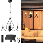 Outdoor Solar Chandelier, 4-LIGHT Rustic Iron Pendant For Gazebo Tent. Fixed Price $136.99.