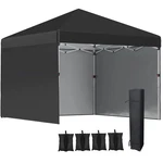 Outsunny 10' X Pop Up Canopy With 3 Sidewalls And Carry Bag, Black. Fixed Price $147.99.